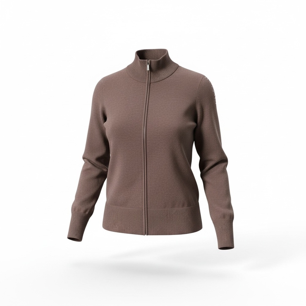 Questions Zip‑Up Knit Sweater | Women’s Medium | Dark Rose Pink Full Zip